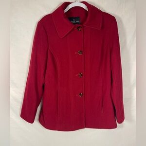 London Fog Red Pea Coat | Classic Button-Up | Chic & Cozy